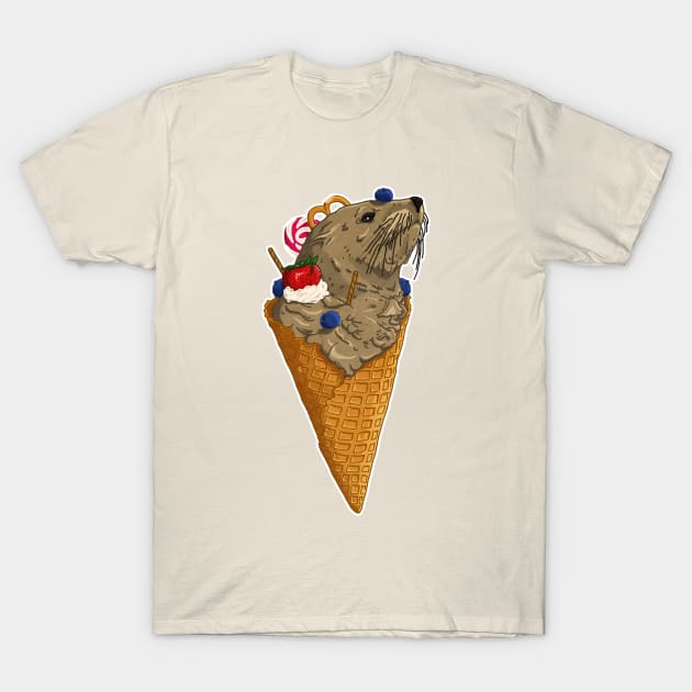 Brown Seal Ice Cream T-Shirt by DVerissimo